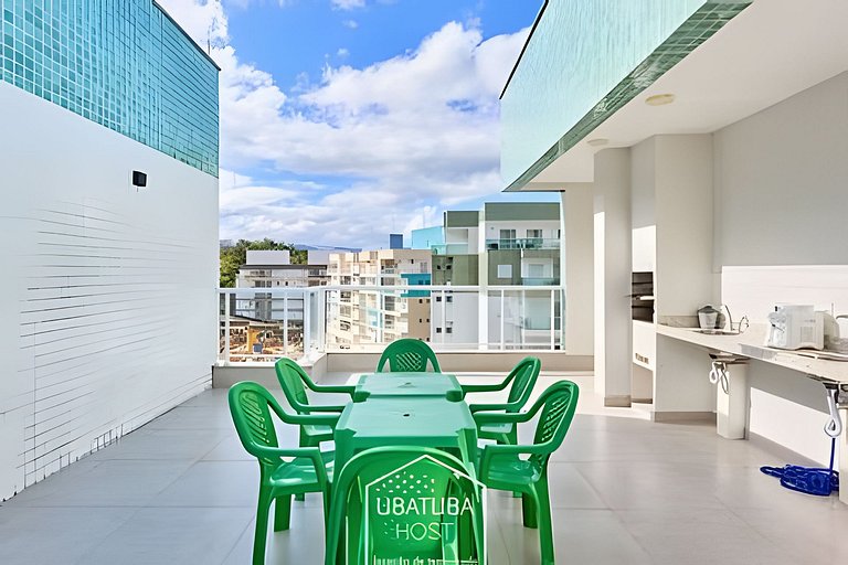 Cobertura Praia Grande- 3dorms/Ar/Churras/Wi-fi